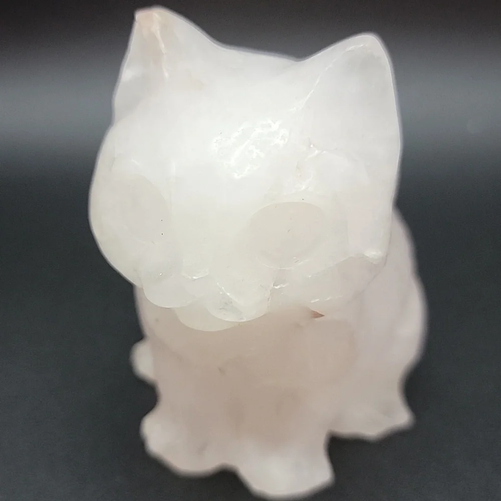 256g White Quartz Natural Gemstone Cat Kitten Feline Figurine 3